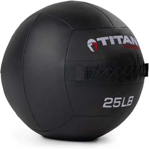 Titan Fitness Bola de pared compuesta de 25 libras, laminado de policompuesto suave, textura cruzada, agarre antideslizante, costuras apretadas,