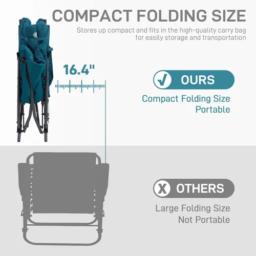 Miniatura 5 de EVER ADVANCED Silla de camping basculante plegable extragrande, silla de columpio portátil acolchada para patio, césped y exteriores, sillón duro