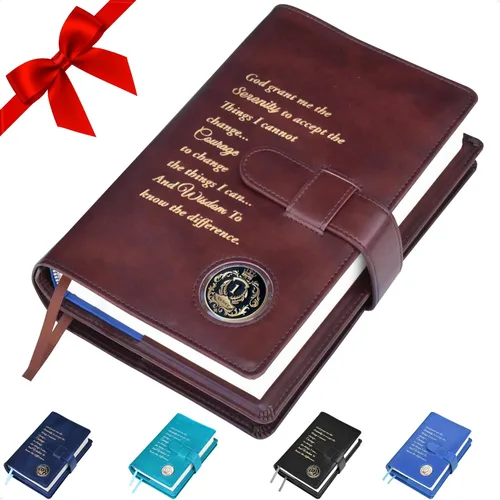 Miniatura 11 de GALILEO® Funda de libro doble AA grande y 12 pasos y 12 tradiciones Regalo AA Alcohólicos Anónimos Cuero PU Soporte para monedas Fundas