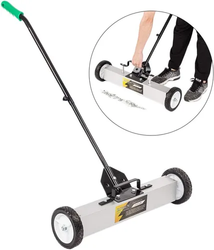 Miniatura 4 de Barredora magnética de piso resistente de 24 pulgadas XL de ancho, herramienta de escoba de empuje ampliamente utilizada en talleres de fábrica