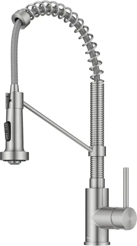 KRAUS Bolden KPF-1610SFS - Grifo de cocina extraíble de una sola manija de estilo comercial de acero inoxidable sin manchas, con 2 funciones