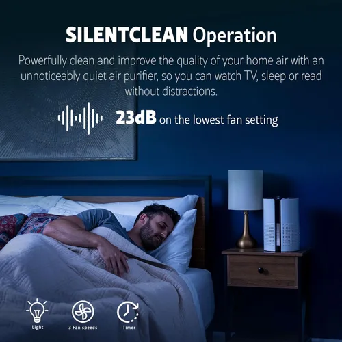 Miniatura 4 de Kenmore PM1010 Purificadores de aire para dormitorio hasta 348 pies cuadrados con filtro HEPA H13 auténtico, traba para niños, modo de sueño