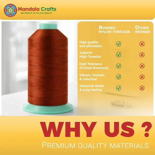 Miniatura 2 de Mandala Crafts - Hilo de nailon para coser cuero, tapicería, mezclilla y para trenzar el pelo; resistente, 1500 yardas, tamaño 69 T70 Marrón