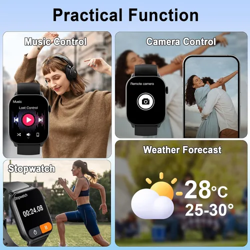 Miniatura 6 de Reloj inteligente (responder/hacer llamada), 1.96" HD para hombres y mujeres, nuevo reloj de fitness 2025 con más de 100 modos deportivos, monitor