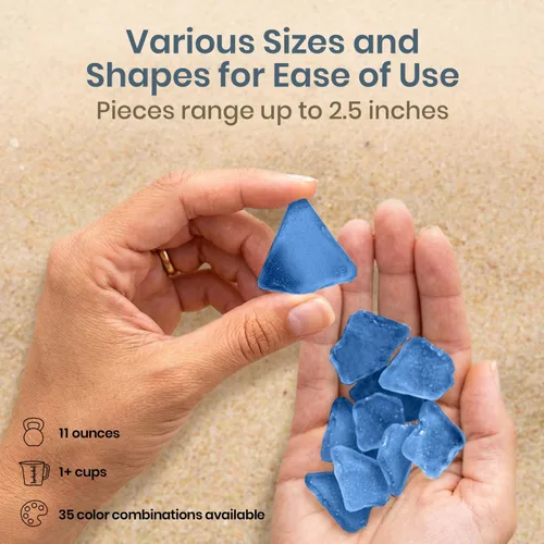 Miniatura 4 de Vidrio de mar para manualidades – Decoración de vidrio marino azul oscuro de 11 onzas, gaviota pulida, vidrio de playa para manualidades, vidrio