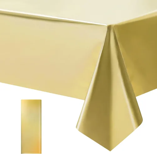Miniatura 13 de Just Shimmer 2 piezas Mantel de Plástico Oro Rosa - Impresionante Acabado Mate Metálico, 40" x 108" Mantel para Mesa de Despedida de Soltera