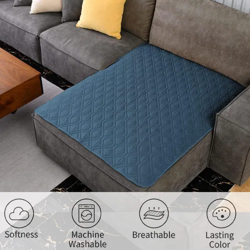 Miniatura 7 de Ameritex Funda Impermeable para Cama de Perro Manta para Mascotas para Muebles Cama Sillón Sofá Reversible Azul marino+azul piedra