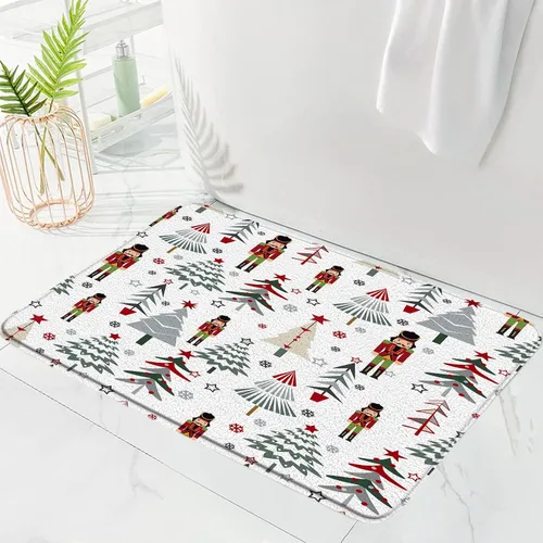 Miniatura 4 de GCTNBJL Juego de 3 alfombrillas de baño para árbol de Navidad, diseño de copo de nieve, rojo, gris, dibujos animados, invierno, vacaciones, baño