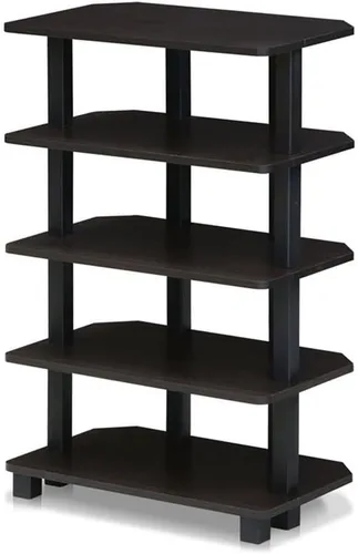 Furinno Turn-N-Tube - Estantes de almacenamiento, estante para libros de 5 niveles, estante esquinero, estantes abiertos sin herramientas, para