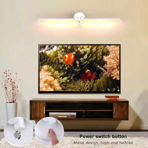 Miniatura 3 de Kawell Lámpara de pared LED de 12 W cableada con interruptor, brazos giratorios de 300°, iluminación moderna para sala de estar, dormitorio
