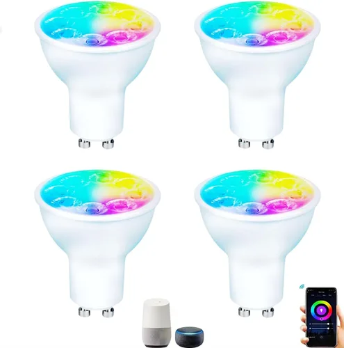 Miniatura 10 de Bombillas LED inteligentes GU10 regulables con cambio de color, foco GU10 RGB, foco LED WiFi y Bluetooth compatible con Alexa Google, 16 millones