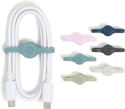 U Brands Tech Classics - Paquete de 6 envolturas magnéticas de silicona, organizador de cables de colores surtidos, bridas de silicona para