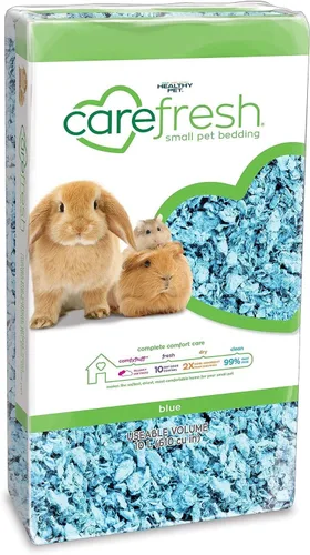Carefresh - Ropa de cama para mascotas de papel natural azul 99% libre de polvo para mascotas pequeñas con control de olores, 10 L