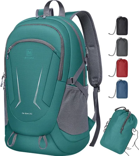 Miniatura 12 de MIYCOO Mochila - Mochila plegable ultraligera para viajes, campamento, senderismo, mochila plegable impermeable para hombres y mujeres, color negro