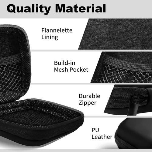 Miniatura 5 de Estuche cuadrado para auriculares, bolsa de almacenamiento portátil de EVA, organizador de accesorios para teléfono celular con mosquetón