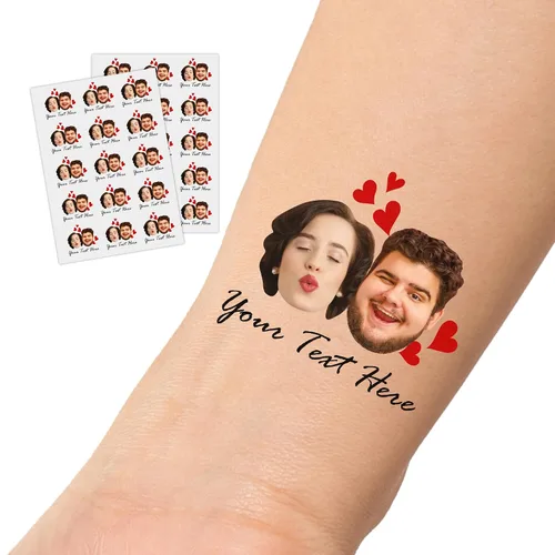 Miniatura 23 de Tatuajes temporales personalizados con foto, suministros de despedida de soltera, tatuajes personalizados cara de novios, tatuajes temporales falsos