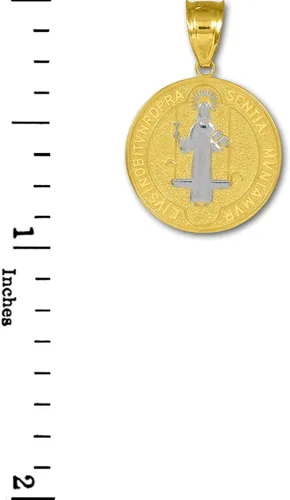 Miniatura 3 de Medalla de San Benito 10K Colgante de Moneda de Oro Bicolor (Mediano), Metal, no conocido
