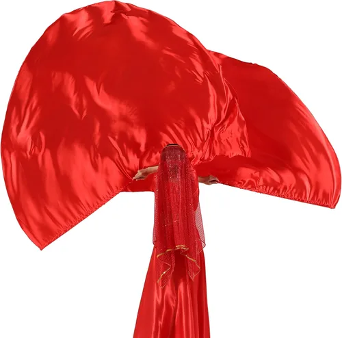 Miniatura 4 de Wuchieal Banderas de Adoración Semicírculo Grandes y Suaves de 74" x 55", Bandera de Elogio Semicírculo de Satén con Varillas Escalables 1 par (Rojo)