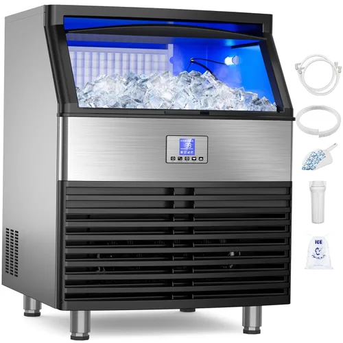 Máquina comercial para hacer hielo de 450 libras/24 horas, máquina de hielo debajo del mostrador, compresor mejorado de 120 libras, contenedor de