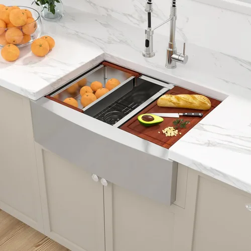 Miniatura 3 de Sarlai Fregadero de Cocina de Granja de Doble Tazón de Acero Inoxidable de 30 - Fregadero de Cocina de 30 x 22 pulgadas con Frente de Delantal