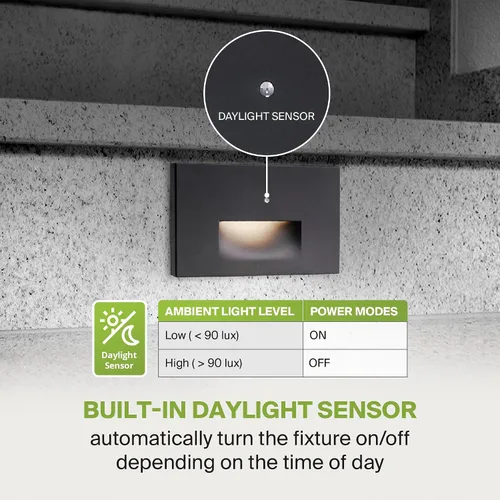 Miniatura 3 de ASD Lámpara LED empotrable para escalones, iluminación para peldaños de escalera exterior del atardecer al amanecer 3CCT, fotocélula, impermeable