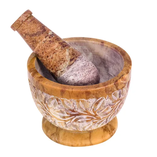 Miniatura 18 de Mortero y mortero, hecho de piedra dura pulida resistente, molinillo de piedra natural para especias, pastas, hierbas, condimentos, etc.