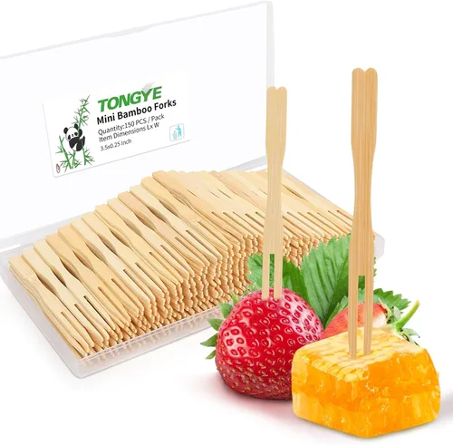 Tenedores Mini para Aperitivos, Tenedor Mini Desechable para Aperitivos, Palillos Elegantes de Dos Puntas para Aperitivos y Frutas, Tenedores para