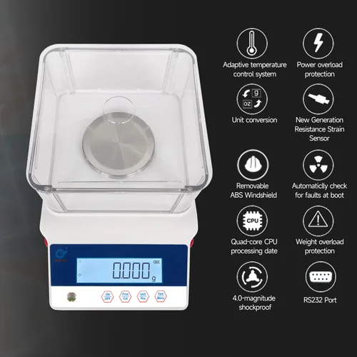 Miniatura 5 de 3.53 oz X 0.00 oz Escala digital precisa de gramos de laboratorio Balanza electrónica analítica de laboratorio Escala de miligramo de laboratorio