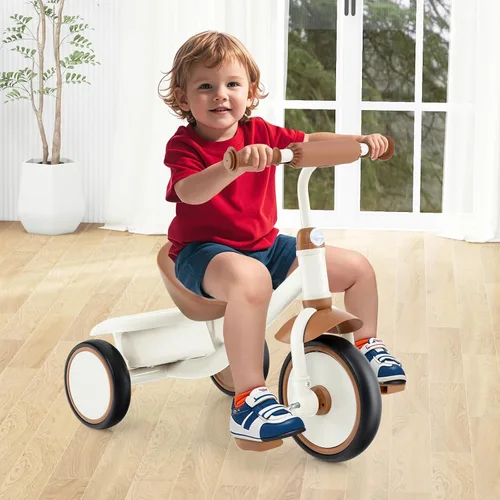 Miniatura 9 de HONEY JOY Triciclo, triciclo para niños de 3 ruedas con asiento ajustable, cesta de almacenamiento extraíble, triciclo para niños de 3 a 5 años