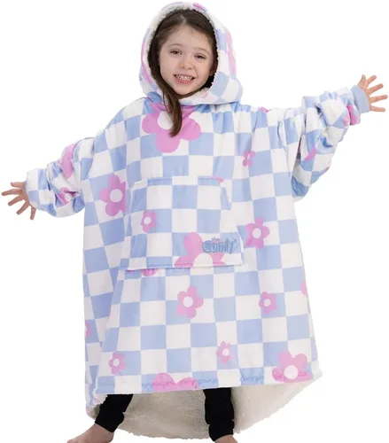Miniatura 15 de THE COMFY Original Jr para niños Manta de sherpa de forro polar de gran tamaño con capucha y bolsillo Vista en Shark Tank Azul