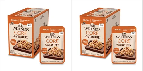 Miniatura 20 de Wellness CORE Tiny Tasters - Alimento húmedo para gatos adultos, natural, rico en proteínas, sin granos, receta de atún y salmón, 1.75 onzas