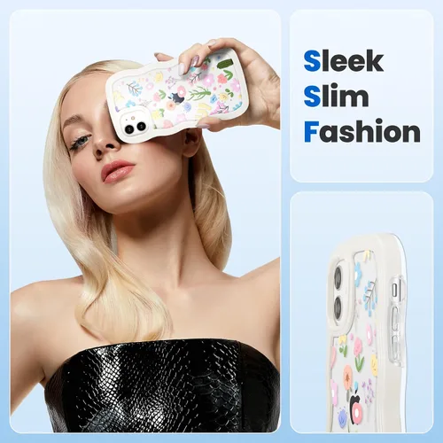 Miniatura 3 de ZCDAYE Funda compatible con iPhone 11, diseño floral estético, bonita funda rizada y ondulada para mujeres y niñas, funda de TPU suave a prueba