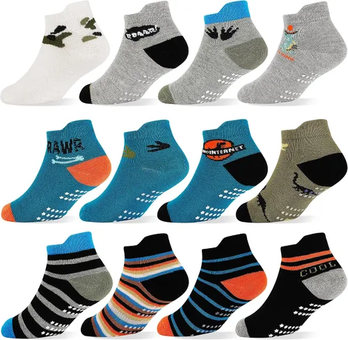 Miniatura 18 de ELUTONG - Calcetines para niños con agarre, antideslizantes, 12 pares para niños, niñas, bebés de 1 a 7 años