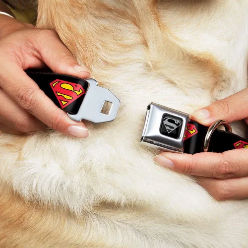 Miniatura 8 de Buckle-Down Collar de perro con hebilla de cinturón de seguridad, Superman Shield negro, 1 pulgada de ancho, se adapta a cuello de 9 a 15 pulgadas