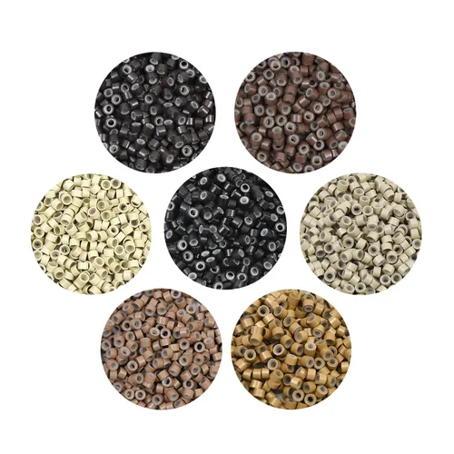 Miniatura 11 de 1000 extensiones de cabello con forro de silicona de 0.197 pulgadas, microenlaces, cuentas de silicona forradas para extensiones de cabello humano