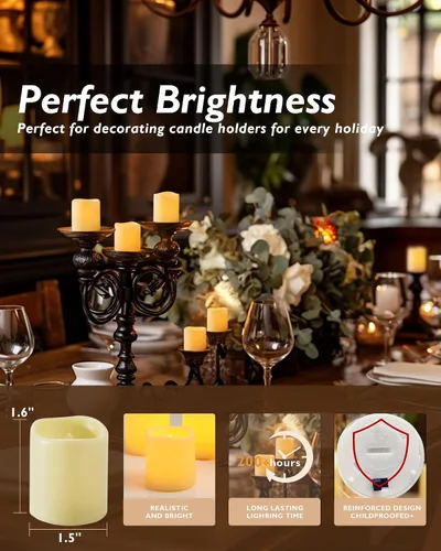 Miniatura 3 de Homemory Paquete de 24 velas votivas parpadeantes sin llama, velas falsas eléctricas de más de 200 horas, velas LED que funcionan