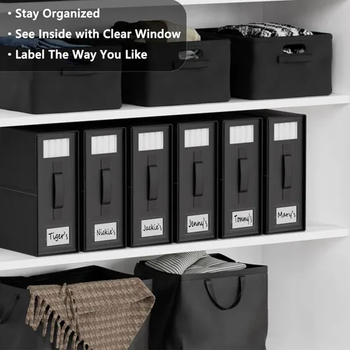 Miniatura 2 de SheetCube Organizadores de Sábanas para Cama y Almacenamiento Paquete de 6, Organizador de Armario de Ropa Blanca Plegable con Ventana y Etiqueta