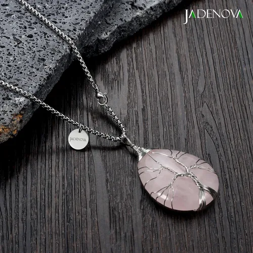 Miniatura 6 de JADENOVA Collar de cristal curativo para mujer colgante de árbol de la familia con alambre envuelto en alambre y colgante de lágrima curativa