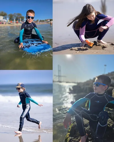 Miniatura 2 de Traje de neopreno para niños y niñas, con cremallera trasera de 0.118 pulgadas, traje de baño térmico de neopreno para buceo, natación, deportes