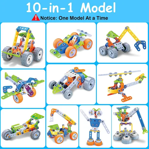 Miniatura 6 de Juguetes STEM 10 en 1 para niños de 4 5 6 7 8 años + años, regalos de cumpleaños, juguetes de construcción, kits de actividades para niños de 4 a 8