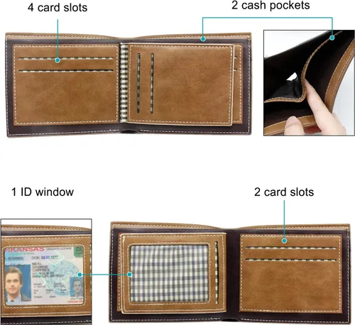 Miniatura 3 de Carteras grabadas personalizadas foto cuero cartera hombres,marido,papá,hijo,regalos personalizados, Estilo 3 - Rojo Marrón, Estándar