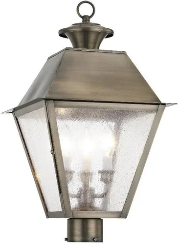 Miniatura 11 de Livex Lighting 2169-04 Mansfield - Cabezal de poste para exteriores con 3 luces, color negro