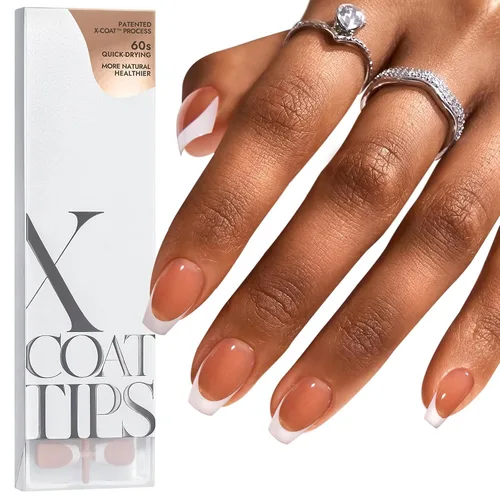 Miniatura 22 de BTArtboxnails XCOATTIPS - Uñas a presión, puntas cortas de almendra con gel de uñas, dúo protector francés, lámpara de uñas, gel suave todo en uno
