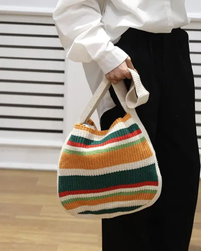 Miniatura 45 de ENBEI Bolsos de hombro para mujer Bolsos de ganchillo Bolso de punto grande Bolso de mano estético para la escuela lindo Bolsas de mano Bolsa