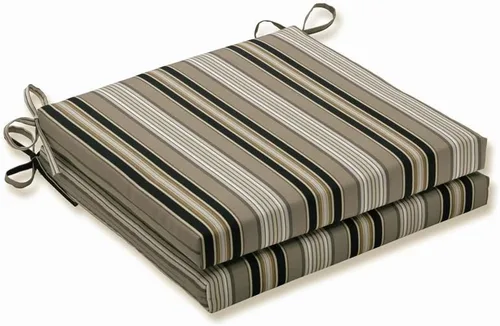 Miniatura 19 de Pillow Perfect Cojín cuadrado para asiento de silla esquinera para interiores y exteriores con lazos, relleno de fibra de felpa, resistente a