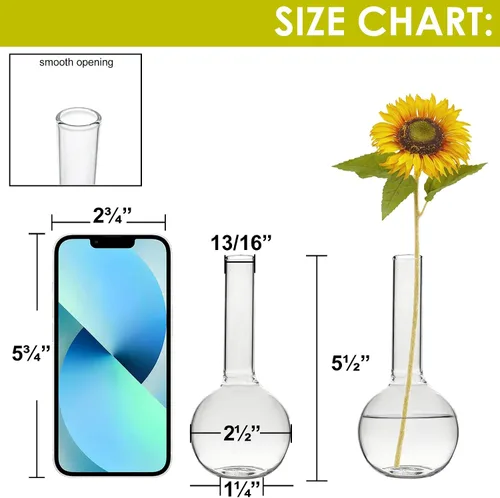 Miniatura 2 de CYS EXCEL Juego de 6 jarrones de cristal pequeños, pequeños jarrones de flores transparentes para centros de mesa de boda, decoración de mesa