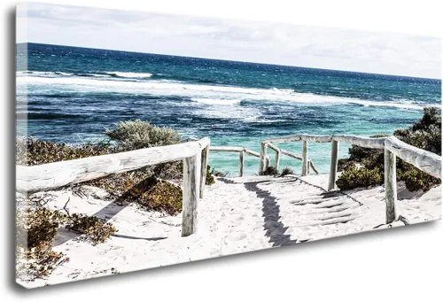 Miniatura 19 de DZL Art S74769 - Impresión de Pintura en Lienzo Paraíso Isla Tropical Playa con Palmeras Impresión Fotográfica Imágenes de la Naturaleza Arte