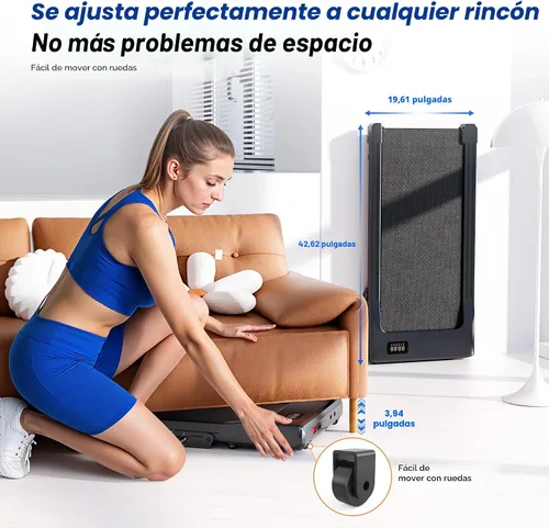 Miniatura 9 de SupeRun Walking Pad with Incline, 3 in 1 Under Desk Treadmill for Home/Office, 2.5 HP Quiet Portable Mini Treadmill with Remote & LED Display, 300