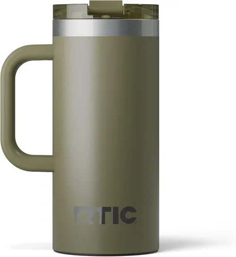 Miniatura 23 de RTIC - Taza de viaje para viajes de 16oz con tapa y asa, forrada en cerámica, aislada, de acero inoxidable, metálica, de doble pared con aislamiento