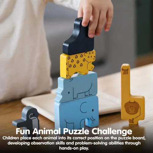 Miniatura 5 de PlanToys Juego de rompecabezas de animales de madera para niños a partir de 3 años Juego de lógica Montessori y juego a juego que desarrolla